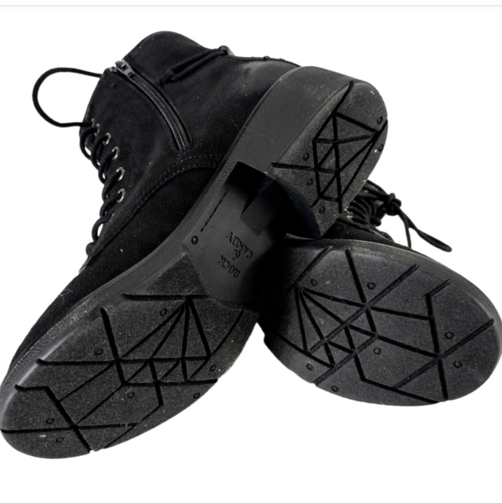 Rock & Candy by Zigi Hurley Faux Suede Ankle Lace-up Boots Black 7 - Picture 9 of 9